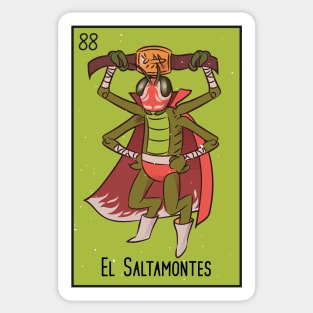 El Saltamontes // Mexican Luchador Grasshopper Loteria Card Sticker